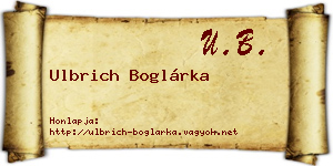 Ulbrich Boglárka névjegykártya