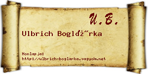 Ulbrich Boglárka névjegykártya